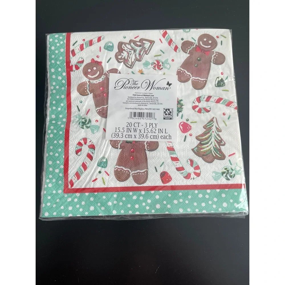 00513 - Pioneer Woman Gingerbread Christmas Napkins 20‎ Cnt 3 Ply Special Recipe